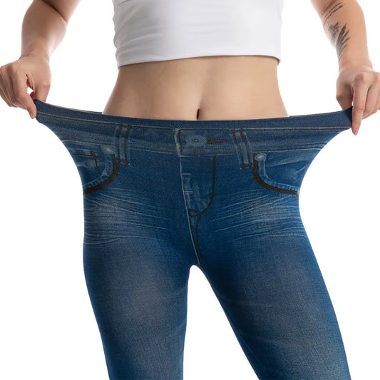 Leggings Taille Haute Sans Couture faux jean–extensible- Bouge avec Style et Confiance