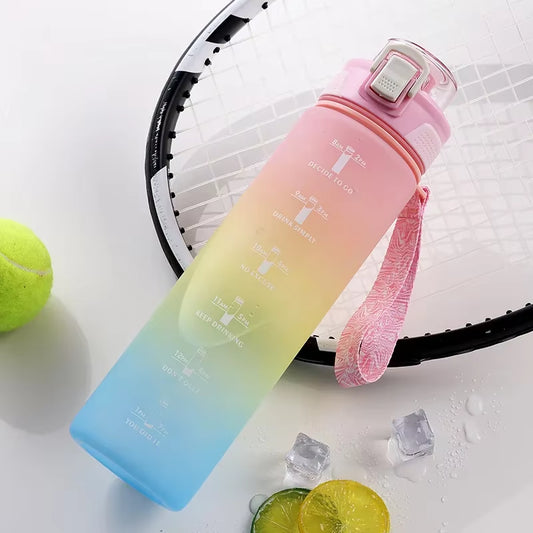 1 Liter Sports Water Bottle with Time Marker Leak-Proof Cup Motivational Portable Water Bottle for Outdoor Sport Fitness