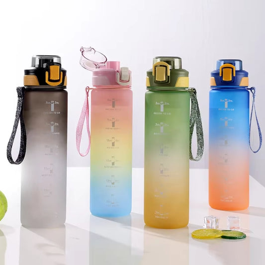 1 Liter Sports Water Bottle with Time Marker Leak-Proof Cup Motivational Portable Water Bottle for Outdoor Sport Fitness